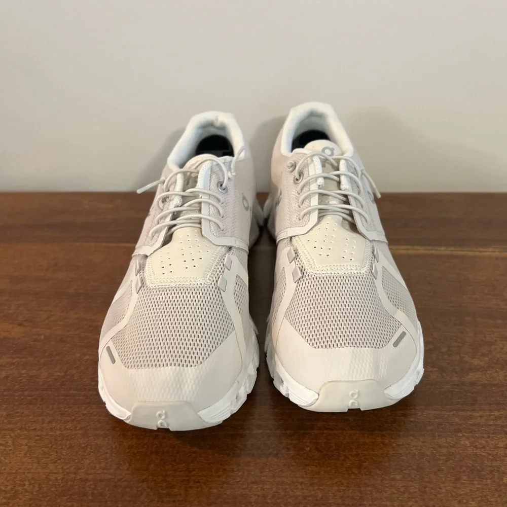 On Running Neutral Cream and White Running Sneakers